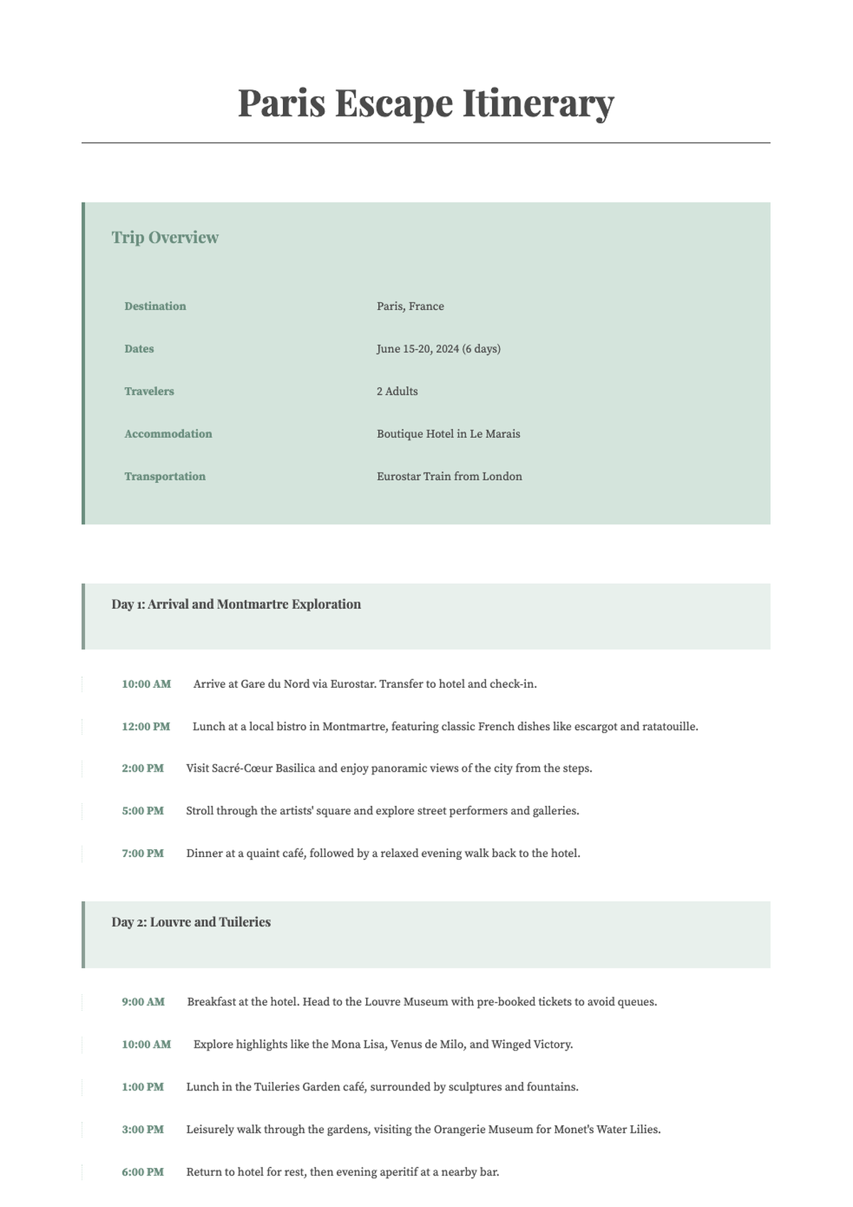 Six day travel itinerary template with hourly schedule and notes section_variant_1
